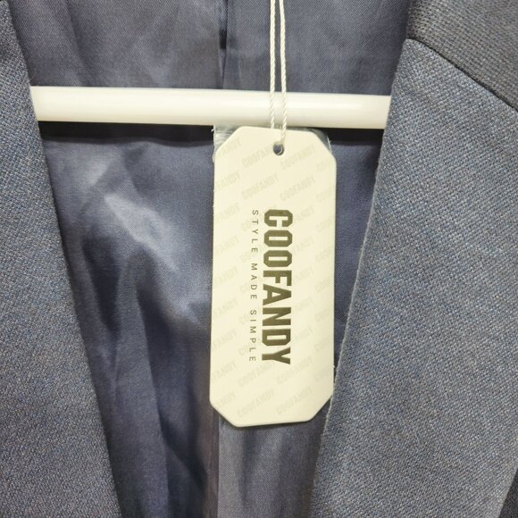 Mens Navy Blue Two-Button Blazer Jacket Coofandy Size L Tailored Fit - Picture 6 of 6